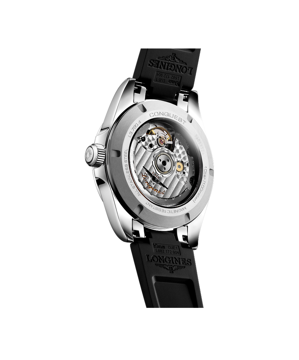 Longines Conquest 38mm Nero Gomma Automatico L3.720.4.52.9 | 38 mm 37412 - Longines Conquest 38mm Nero Gomma Automatico