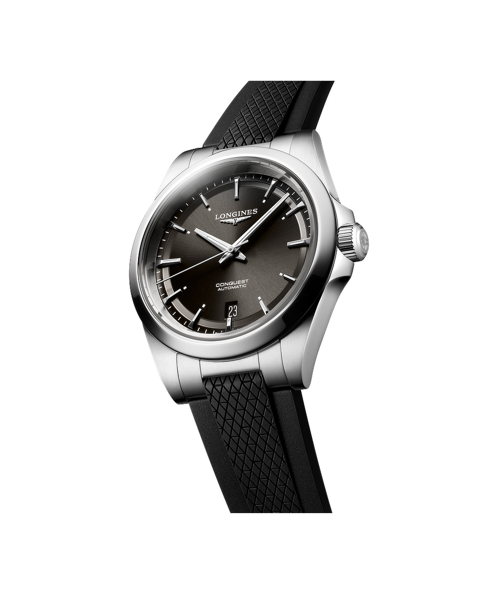 Longines Conquest 38mm Nero Gomma Automatico L3.720.4.52.9 | 38 mm 37413 - Longines Conquest 38mm Nero Gomma Automatico