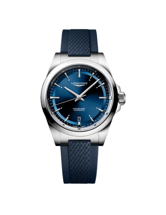 Orologio Longines Conquest 38mm Blu Gomma Automatico L3-720-4-92-9 - Vista frontale