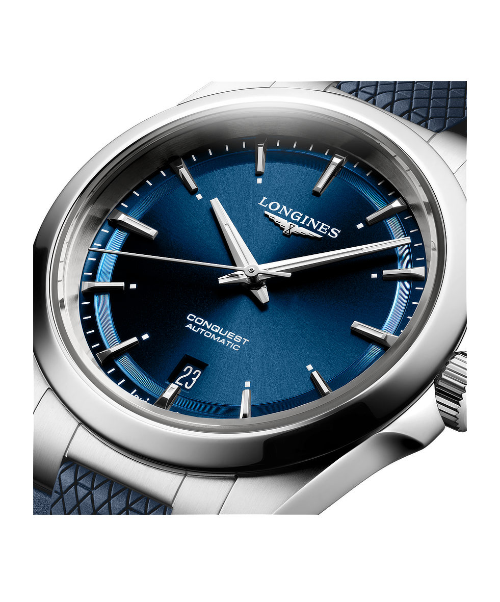 Longines Conquest 38mm Blu Gomma Automatico L3.720.4.92.9 | 38 mm 37403 - Longines Conquest 38mm Blu Gomma Automatico