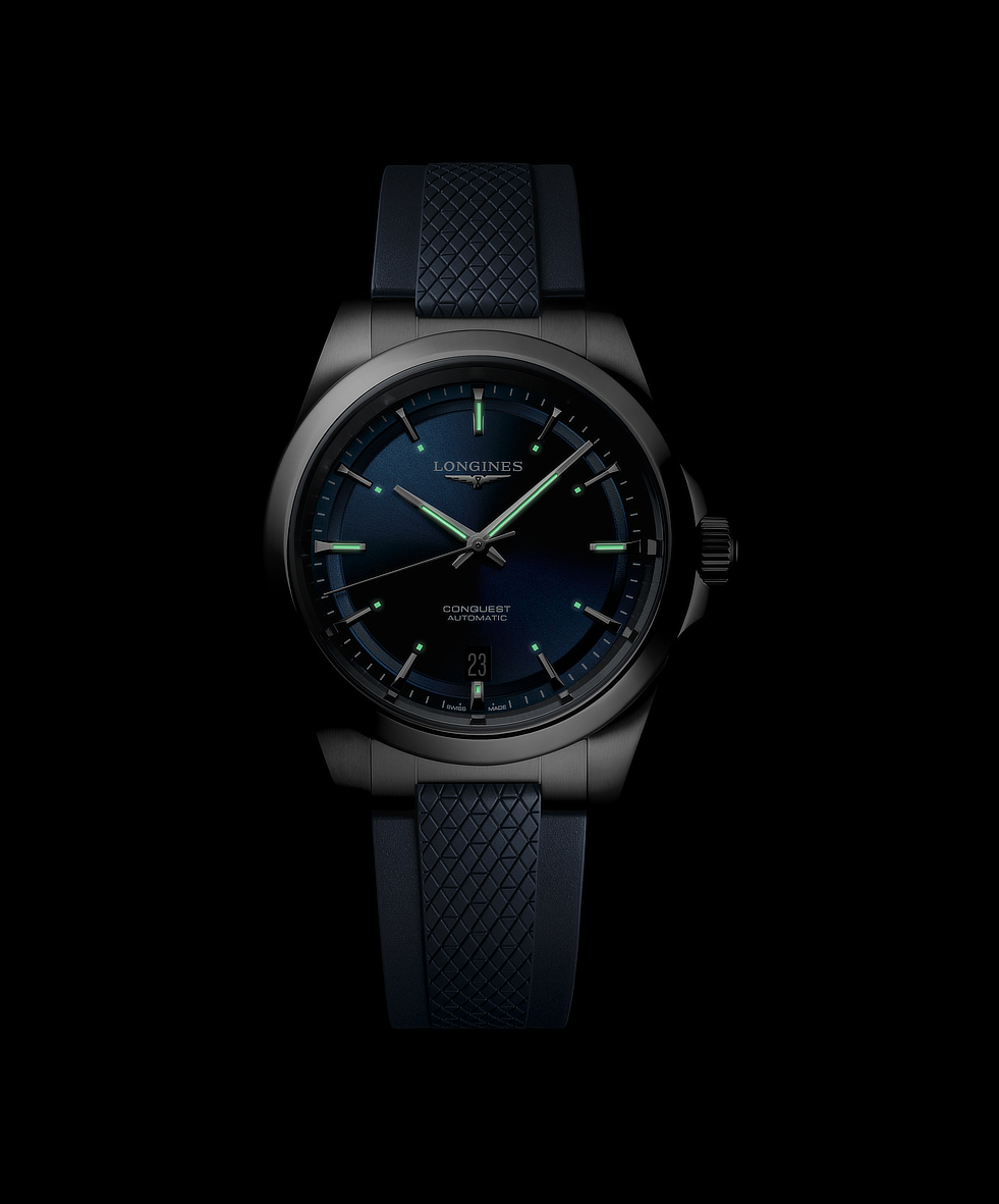 Longines Conquest 38mm Blu Gomma Automatico L3.720.4.92.9 | 38 mm 37404 - Longines Conquest 38mm Blu Gomma Automatico
