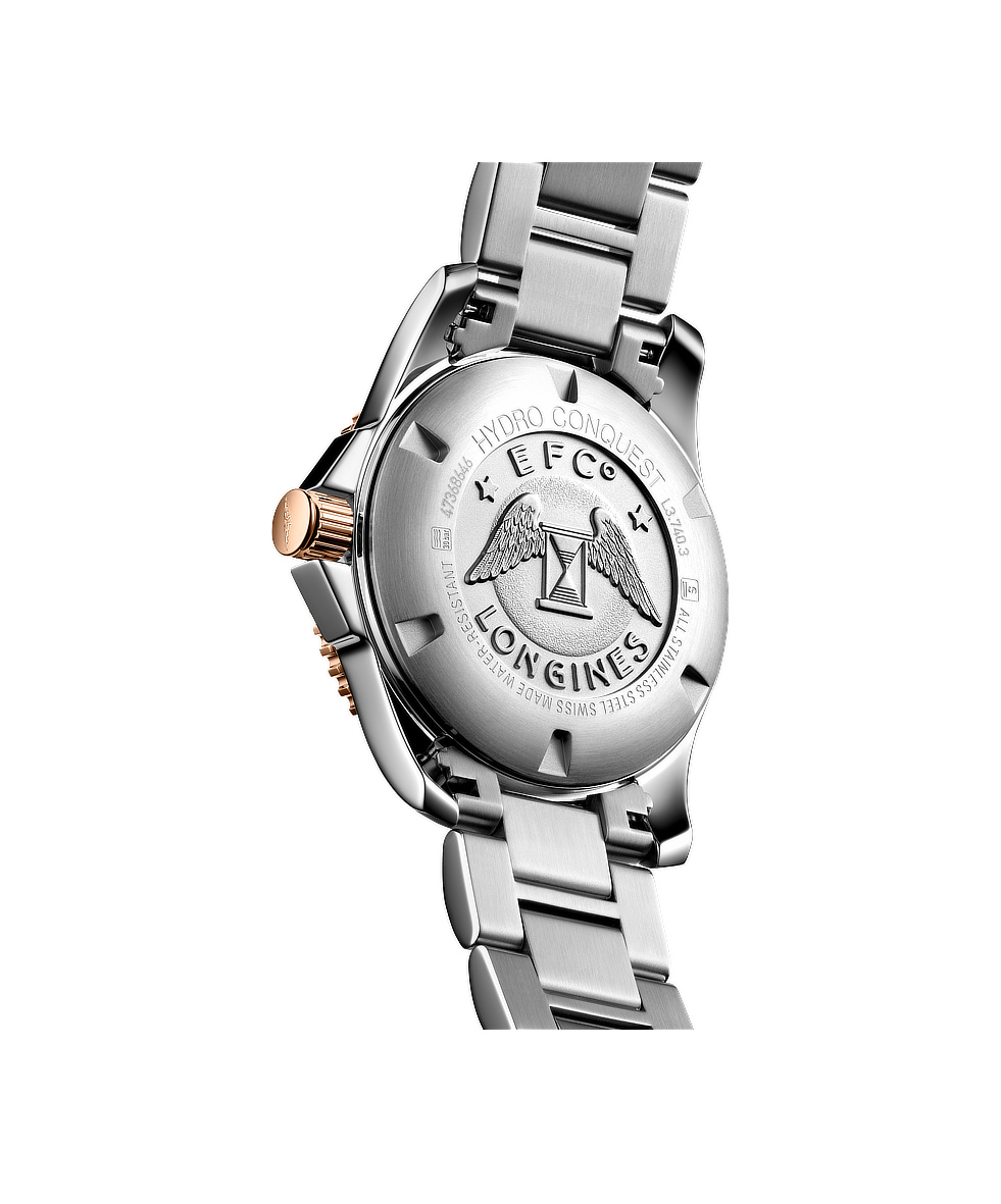 Longines Hydroconquest 41mm Blu Lunetta Alluminio Acciaio Bicolore Rosa Quarzo L3.740.3.98.7 | 41 mm 37506 - Longines Hydroconquest 41mm Blu Lunetta Alluminio Acciaio Bicolore Rosa Quarzo