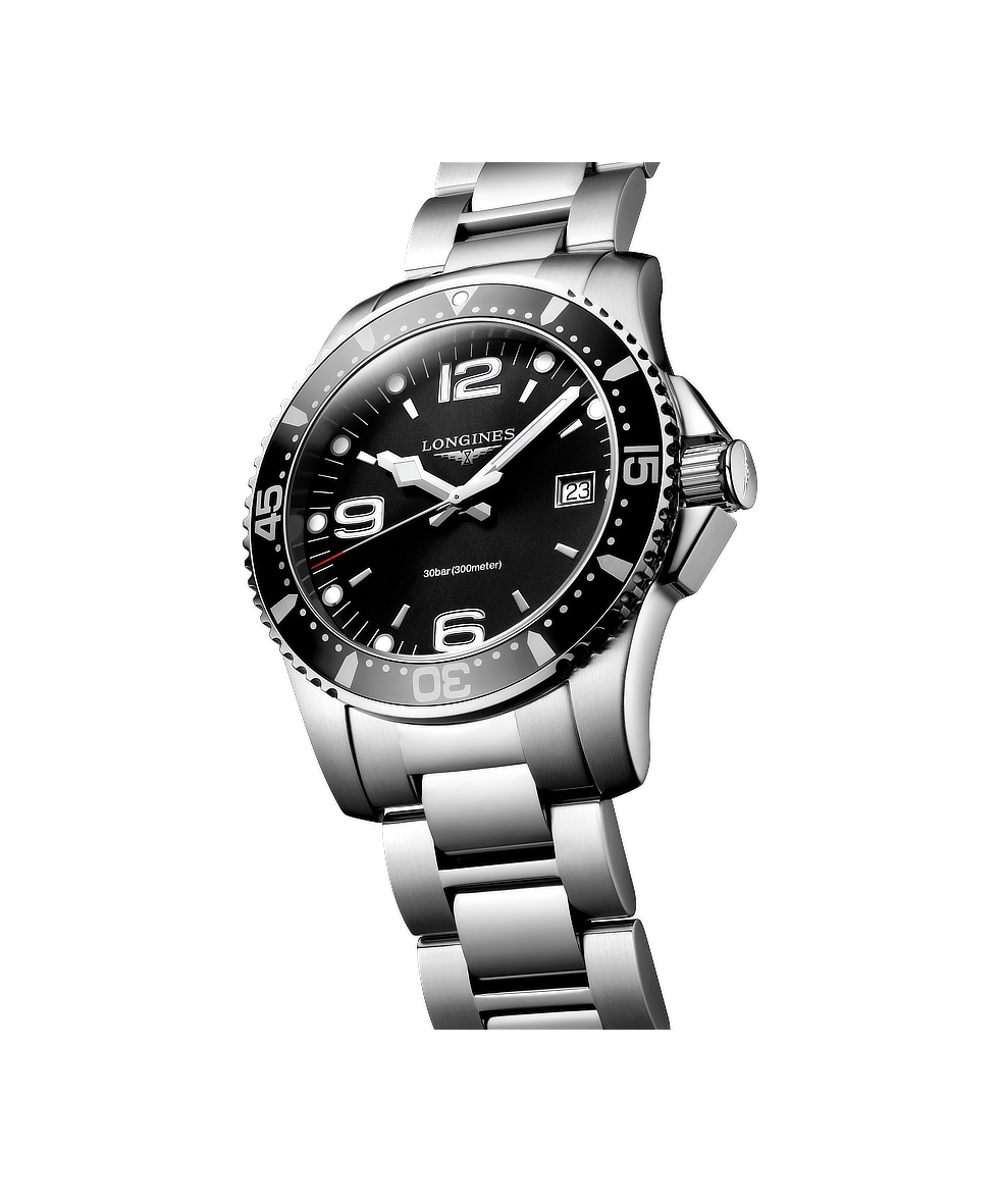 Longines Hydroconquest 41mm Nero Lunetta Alluminio Acciaio Quarzo L3.740.4.56.6 | 41 mm 37496 - Longines Hydroconquest 41mm Nero Lunetta Alluminio Acciaio Quarzo