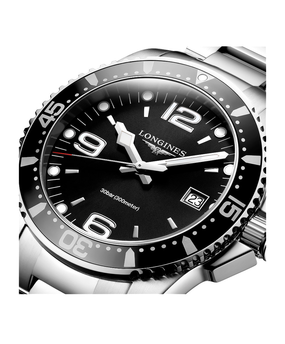 Longines Hydroconquest 41mm Nero Lunetta Alluminio Acciaio Quarzo L3.740.4.56.6 | 41 mm 37497 - Longines Hydroconquest 41mm Nero Lunetta Alluminio Acciaio Quarzo