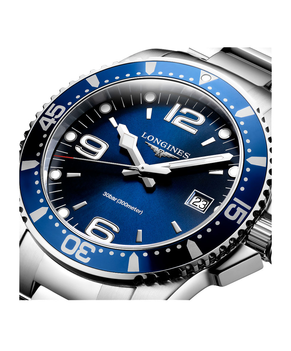 Longines Hydroconquest 41mm Blu Lunetta Alluminio Acciaio Quarzo L3.740.4.96.6 | 41 mm 37502 - Longines Hydroconquest 41mm Blu Lunetta Alluminio Acciaio Quarzo
