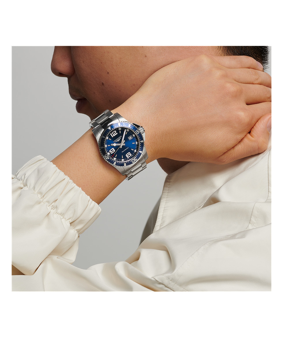 Longines Hydroconquest 41mm Blu Lunetta Alluminio Acciaio Quarzo L3.740.4.96.6 | 41 mm 37503 - Longines Hydroconquest 41mm Blu Lunetta Alluminio Acciaio Quarzo