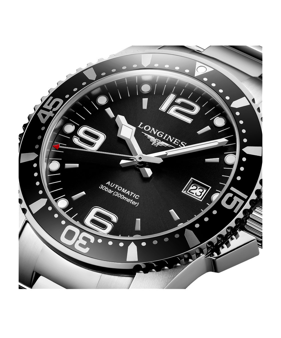 Longines Hydroconquest 41mm Nero Lunetta Alluminio Acciaio Automatico L3.742.4.56.6 | 41 mm 37512 - Longines Hydroconquest 41mm Nero Lunetta Alluminio Acciaio Automatico