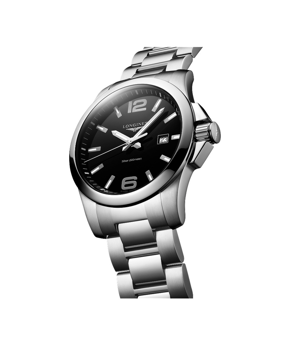 Longines Conquest 43mm Nero Acciaio Quarzo L3.760.4.56.6 | 43 mm 37454 - Longines Conquest 43mm Nero Acciaio Quarzo