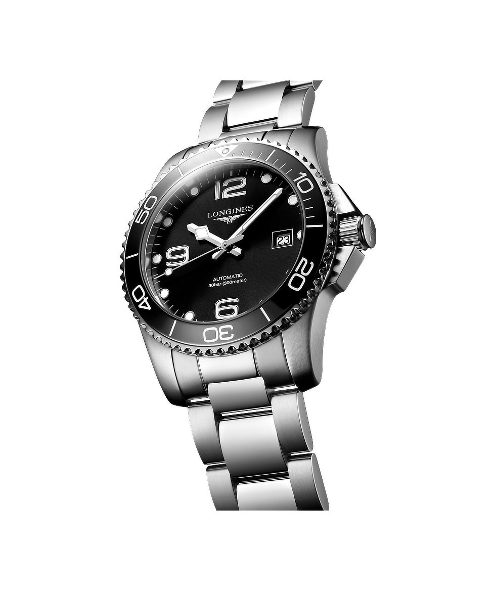 Longines Hydroconquest 41mm Nero Lunetta Ceramica Acciaio Automatico L3.781.4.56.6 | 41 mm 37303 - Longines Hydroconquest 41mm Nero Lunetta Ceramica Acciaio Automatico