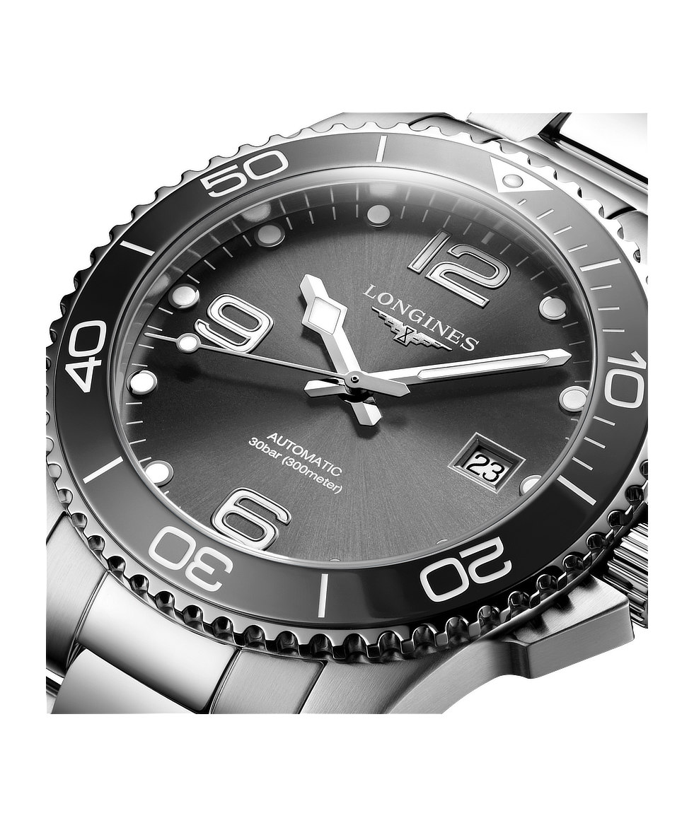 Longines Hydroconquest 41mm Grigio Lunetta Ceramica Acciaio Automatico L3.781.4.76.6 | 41 mm 37294 - Longines Hydroconquest 41mm Grigio Lunetta Ceramica Acciaio Automatico