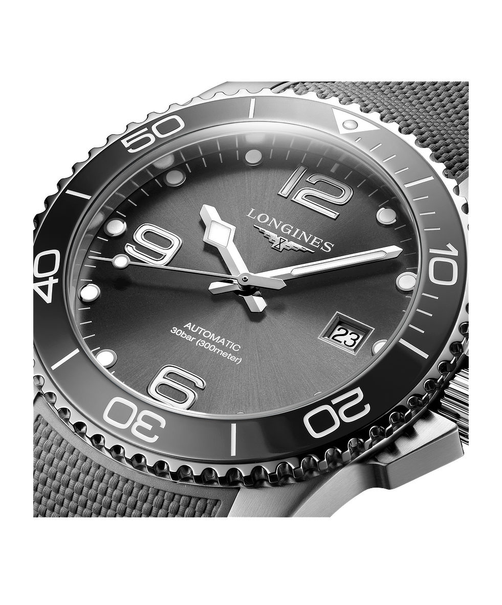 Longines Hydroconquest 41mm Grigio Lunetta Ceramica Gomma Automatico L3.781.4.76.9 | 41 mm 37339 - Longines Hydroconquest 41mm Grigio Lunetta Ceramica Gomma Automatico