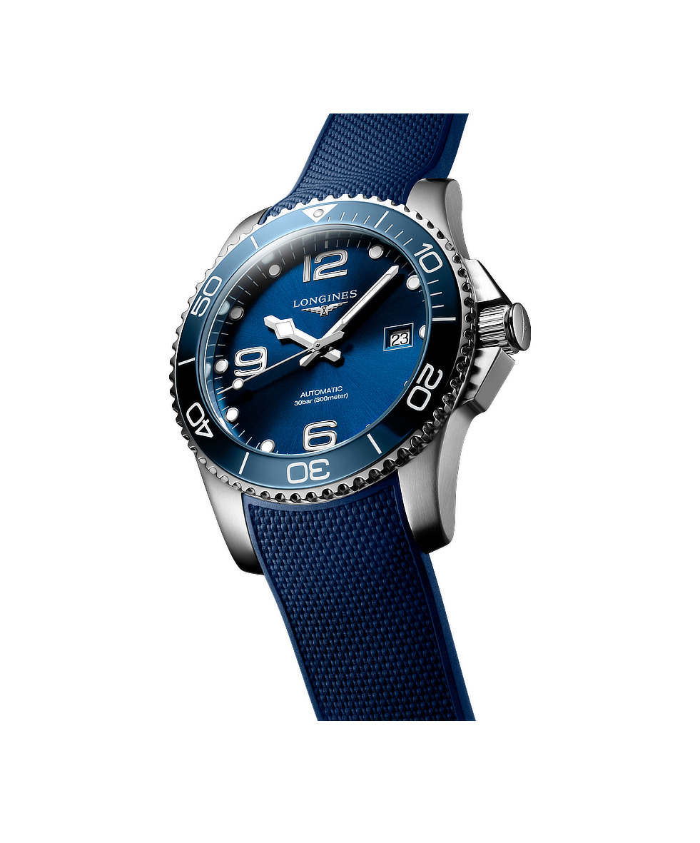 Longines Hydroconquest 41mm Blu Lunetta Ceramica Gomma Automatico L3.781.4.96.9 | 41 mm 37351 - Longines Hydroconquest 41mm Blu Lunetta Ceramica Gomma Automatico