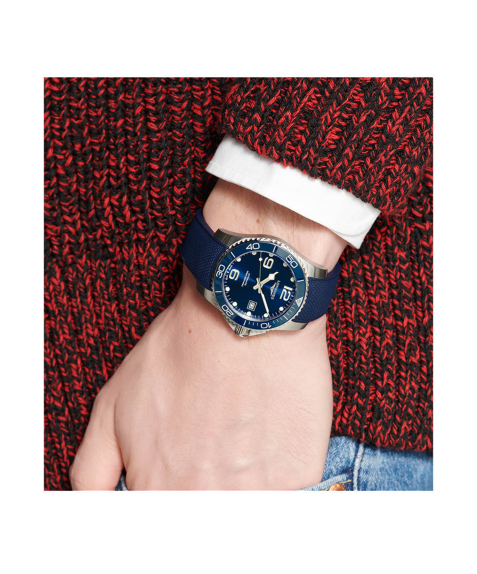 Longines Hydroconquest 41mm Blu Lunetta Ceramica Gomma Automatico L3.781.4.96.9 | 41 mm 37353 - Longines Hydroconquest 41mm Blu Lunetta Ceramica Gomma Automatico