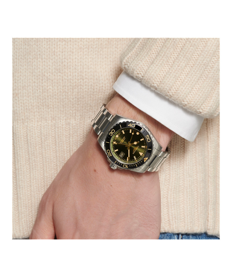 Longines Hydroconquest GMT 41mm Verde Lunetta Ceramica Acciaio Automatico L3.790.4.06.6 | 41 mm 37602 - Longines Hydroconquest GMT 41mm Verde Lunetta Ceramica Acciaio Automatico