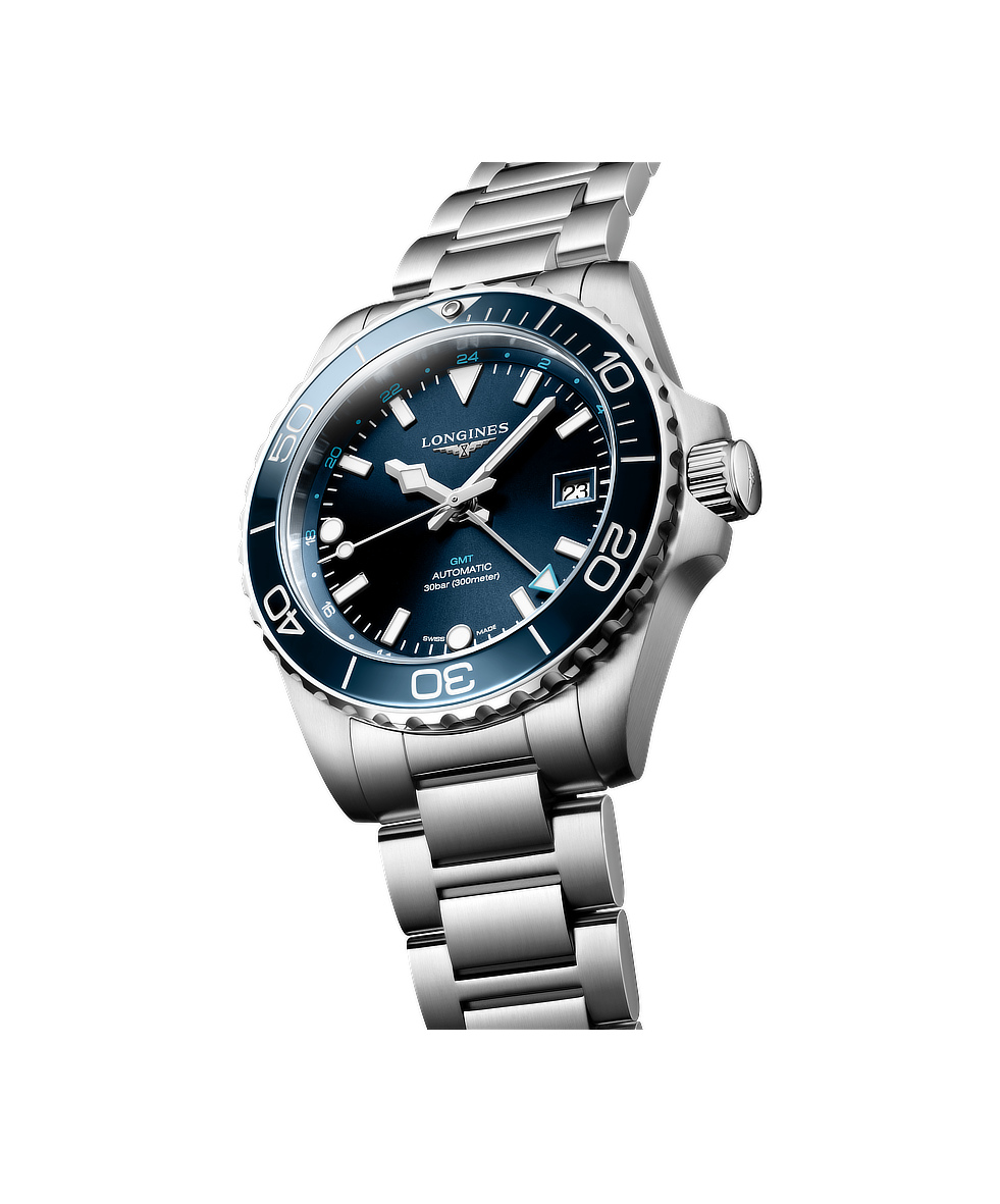 Longines Hydroconquest GMT 41mm Blu Lunetta Ceramica Acciaio Automatico L3.790.4.96.6 | 41 mm 37589 - Longines Hydroconquest GMT 41mm Blu Lunetta Ceramica Acciaio Automatico