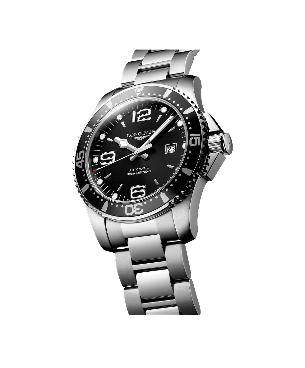 Longines Hydroconquest 44mm Nero Lunetta Alluminio Acciaio Automatico L3.841.4.56.6 | 44 mm 37534 - Longines Hydroconquest 44mm Nero Lunetta Alluminio Acciaio Automatico