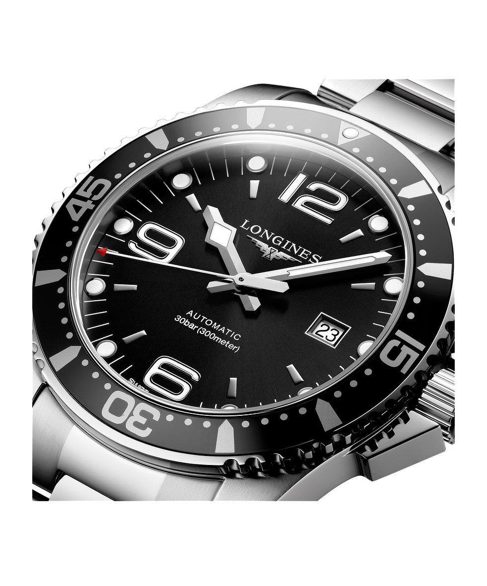 Longines Hydroconquest 44mm Nero Lunetta Alluminio Acciaio Automatico L3.841.4.56.6 | 44 mm 37535 - Longines Hydroconquest 44mm Nero Lunetta Alluminio Acciaio Automatico