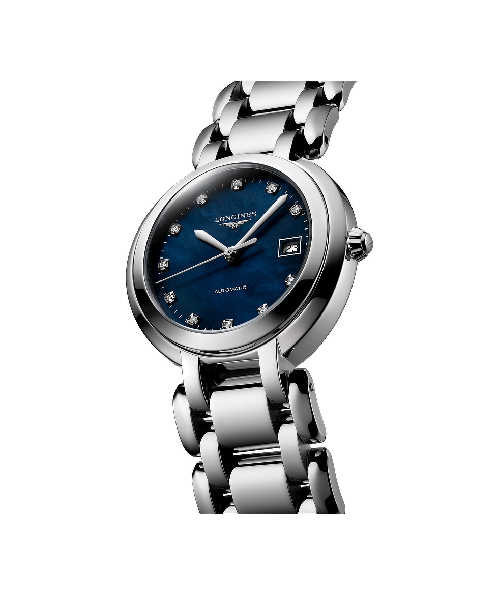 Longines Primaluna 30mm Madreperla Blu e Diamanti Acciaio Automatico L8.113.4.98.6 | 30 mm 37687 - Longines Primaluna 30mm Madreperla Blu e Diamanti Acciaio Automatico
