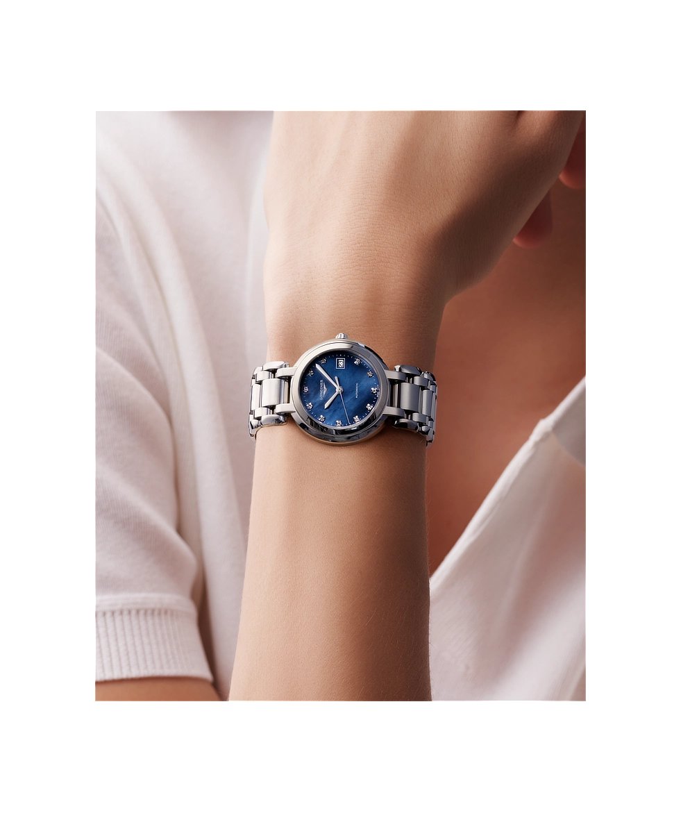 Longines Primaluna 30mm Madreperla Blu e Diamanti Acciaio Automatico L8.113.4.98.6 | 30 mm 37688 - Longines Primaluna 30mm Madreperla Blu e Diamanti Acciaio Automatico