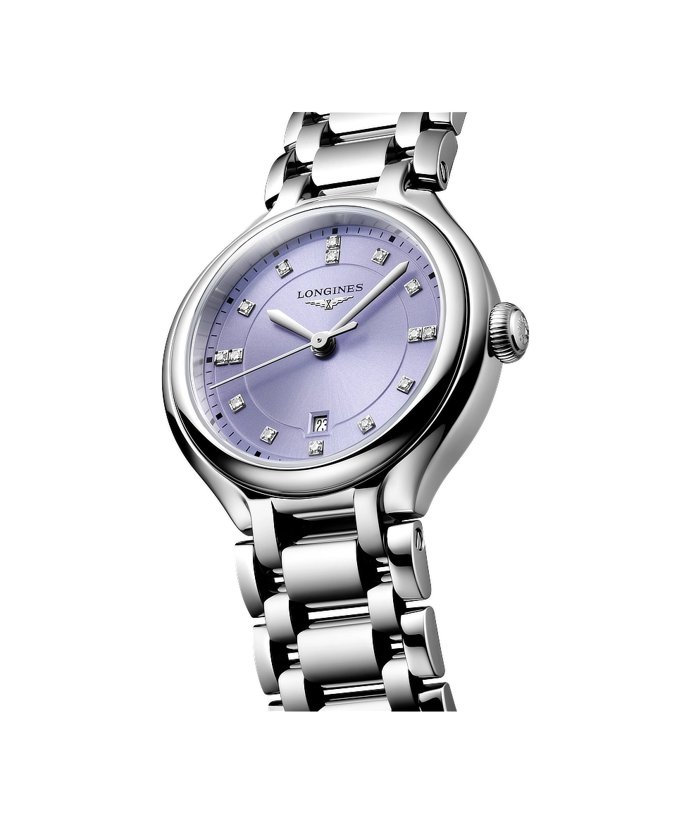 Longines Primaluna 30mm Viola e Diamanti Acciaio Quarzo L8.142.4.07.6 | 30 mm 37681 - Longines Primaluna 30mm Viola e Diamanti Acciaio Quarzo
