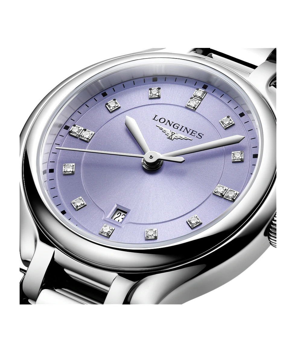 Longines Primaluna 30mm Viola e Diamanti Acciaio Quarzo L8.142.4.07.6 | 30 mm 37682 - Longines Primaluna 30mm Viola e Diamanti Acciaio Quarzo