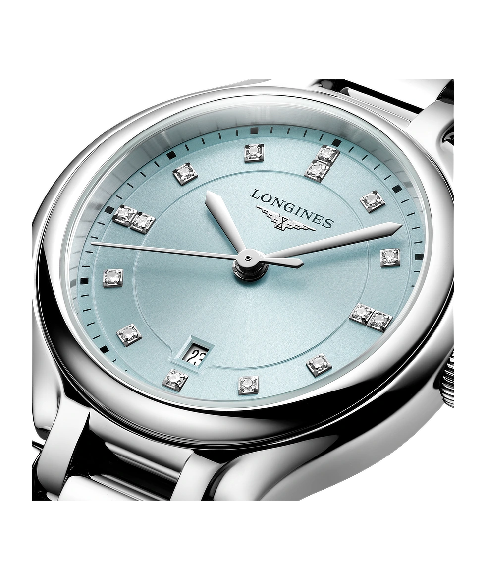 Longines Primaluna 30mm Azzurro e Diamanti Acciaio Quarzo L8.142.4.97.6 | 30 mm 37677 - Longines Primaluna 30mm Azzurro e Diamanti Acciaio Quarzo