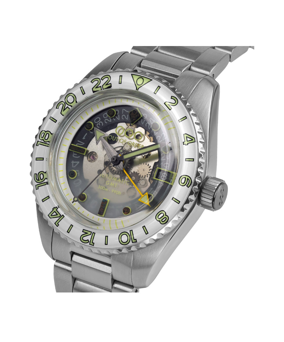 Out of Order Shaker Gin Tonic Ultra Brushed Auto Gmt 40mm - Limited Edition OOO.001-25.GT.BAND.SS | 40 mm 36283 - Out of Order Shaker Gin Tonic Ultra Brushed Auto Gmt 40mm - Limited Edition