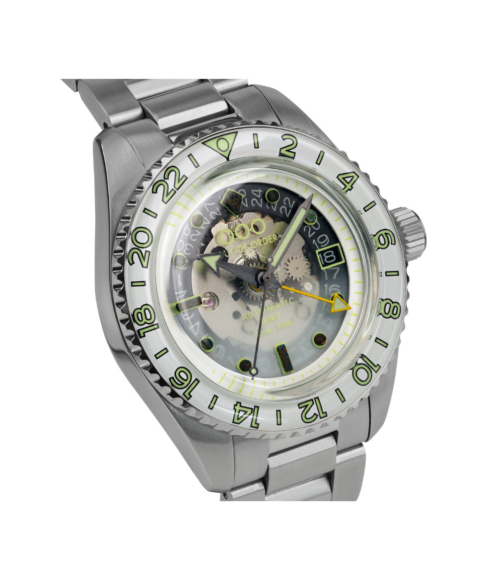 Out of Order Shaker Gin Tonic Ultra Brushed Auto Gmt 40mm - Limited Edition OOO.001-25.GT.BAND.SS | 40 mm 36285 - Out of Order Shaker Gin Tonic Ultra Brushed Auto Gmt 40mm - Limited Edition